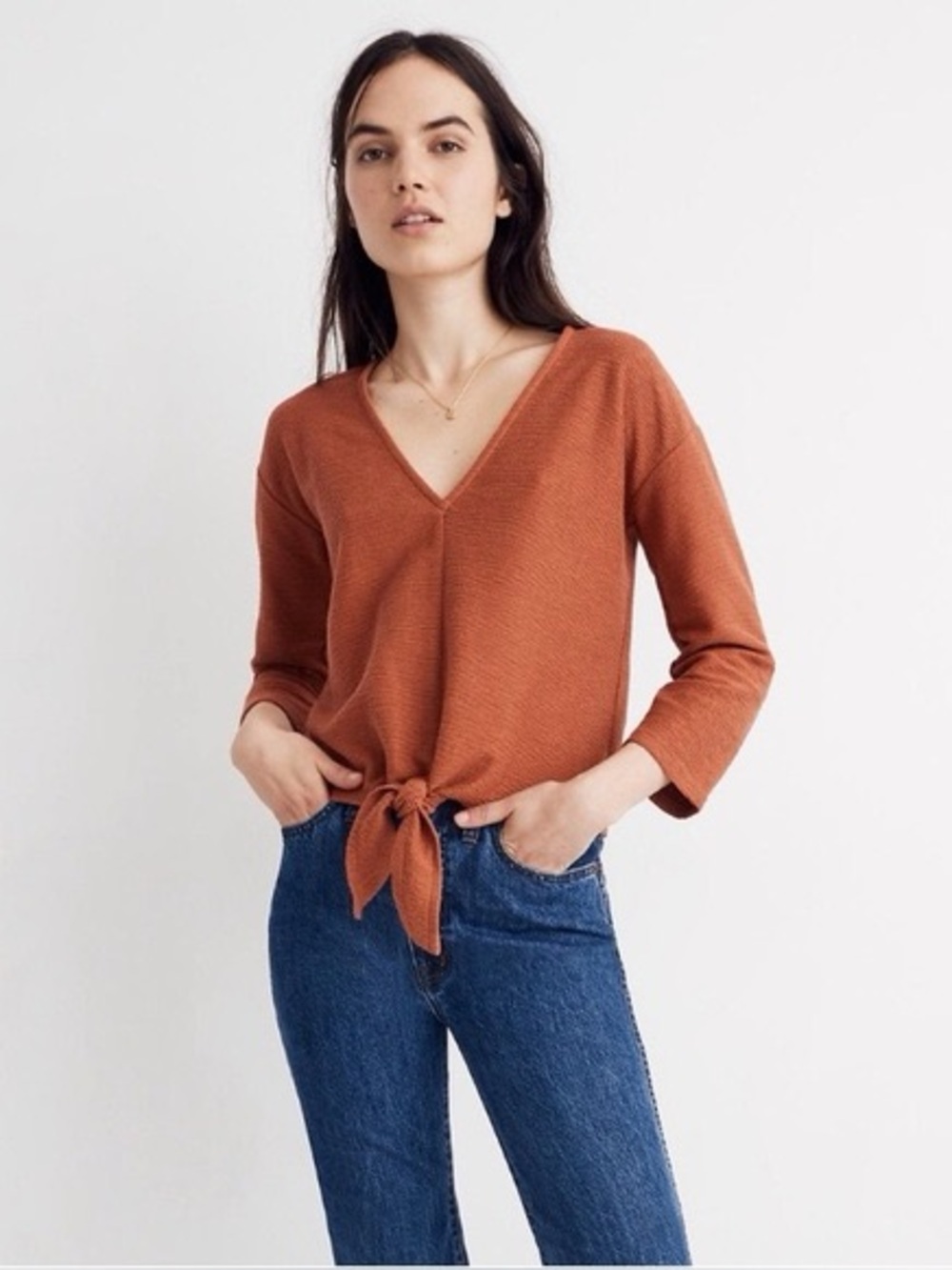 Madewell V-Neck Tie-Front Sweater